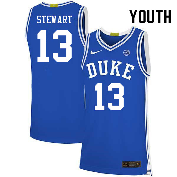 Youth #13 Sean Stewart Duke Blue Devils College Basketball Jerseys Stitched Sale-Blue